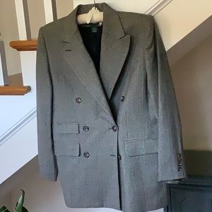 Classic double breasted Glen check plaid blazer